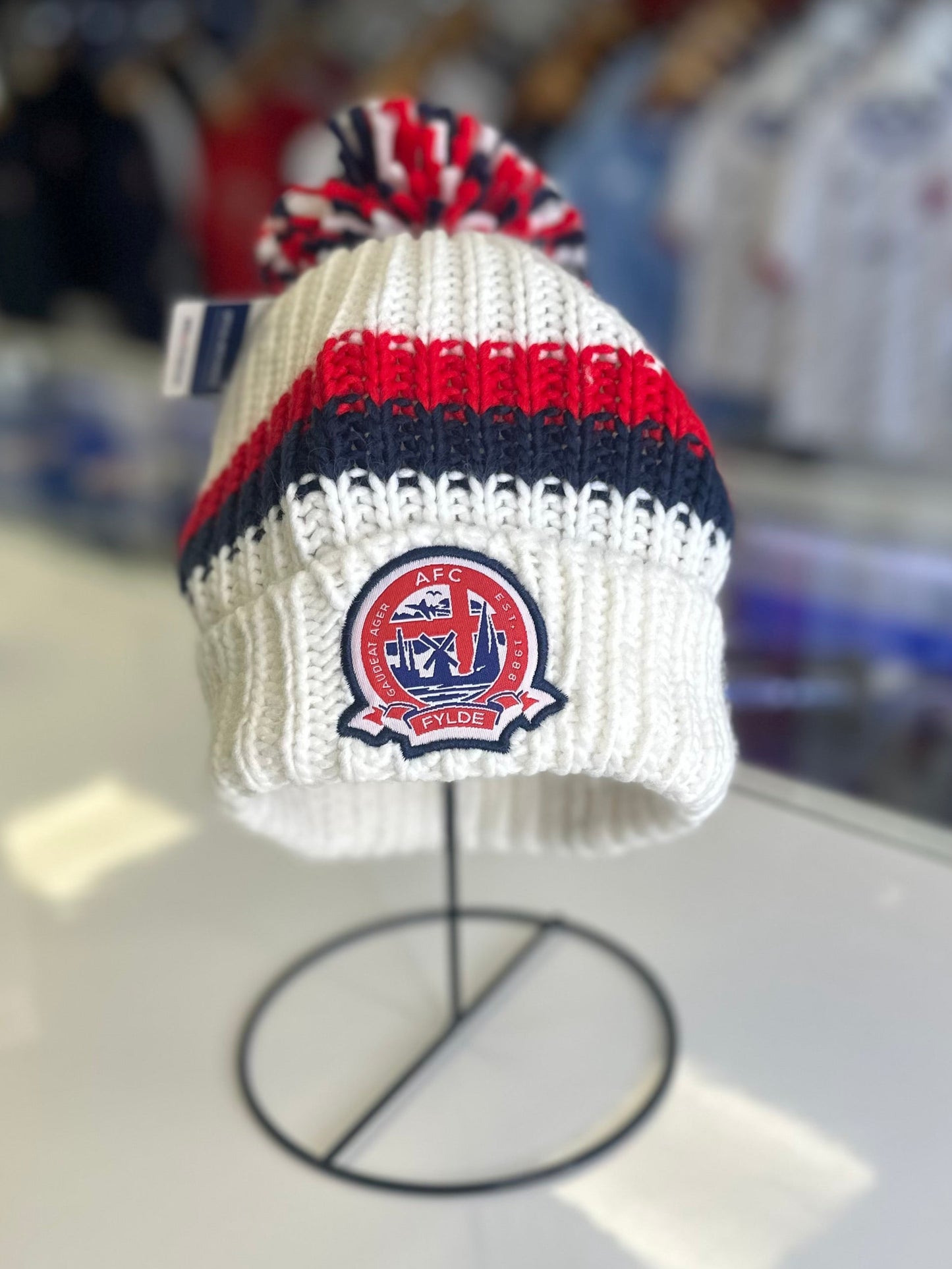 White bobble hat
